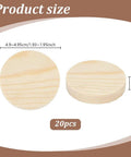 Product size illustration of Unfinished Wooden Circles Craft Blanks, Smooth Two Inch Plywood Discs, 20 pieces, DIY use.