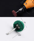 Abrasive buffing wheel set for rotary tools by Amazon; 1 in. dia, 1/8 in. shank, green wheel with multiple grits.