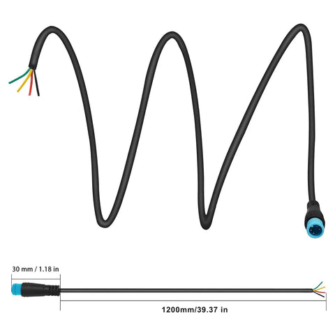 Rugged Go-To Ebike Extension Cable 2Pin 3Pin 4Pin 5Pin 6Pin Waterproof Plug Kit With Single Connector, 120cm Length, Compatible With Throttle, Motor, Brakes, Brake Sensors, Display And Other Ebike Parts