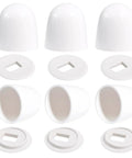Universal Toilet Bolt Caps Pack of 6, White 1.44 Inch Round Push On Covers With Washers, Easy Snap On Installation No Tools Needed
