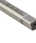 Close-up of Left Hand Thread Tap Pro Grade M13.5 X 1.0mm HSS High Speed Steel with silver finish showing engraved markings.