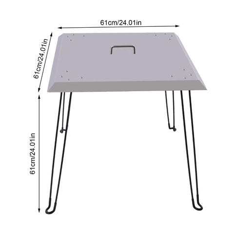 Square Fire Pit Heat Deflector Shield With Foldable Legs Stainless Steel Outdoor Camping Heat Shield for Fire Pits 24x24 inches with dimensions