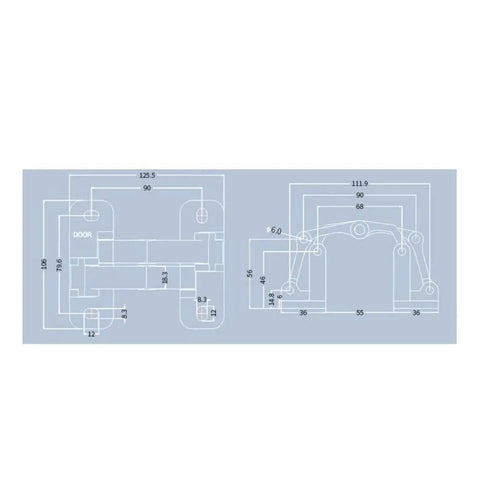 Straight Up Heavy Duty Conceal Hinge For Stone Doors And Fire Cabinets No Hassle Adjust detailed technical drawing dimensions