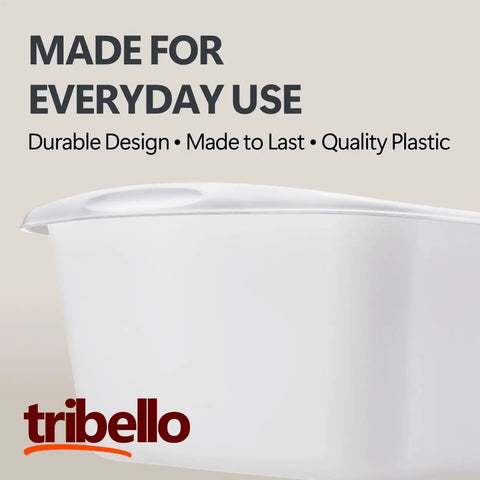 Heavy Duty White 12 Quart Plastic Dishpan Wash Tub For Soaking Feet, Laundry, Hand Washing And Storage, Durable Basin
