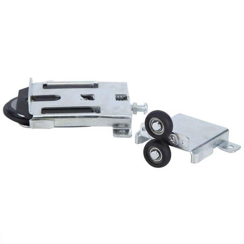 Easy Install Replacement Roller Wheel Kit for Steel Framed Mirror Closet Doors, showing metal components and wheels for smooth gliding.