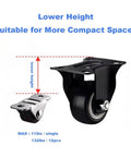 Mini Fixed Caster Wheels Set 12 Pack 0.5 Inch Low Profile Rubber Casters With Steel Top Plate Non Swivel for Furniture