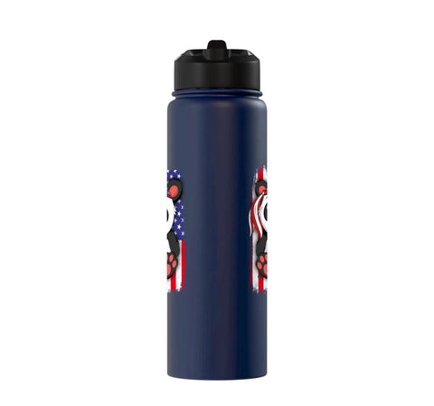 Patriotic American Flag Panda Tee For Women And Girls 4th Of July USA Pride Shirt Plus Stainless Steel Insulated Bottle Set