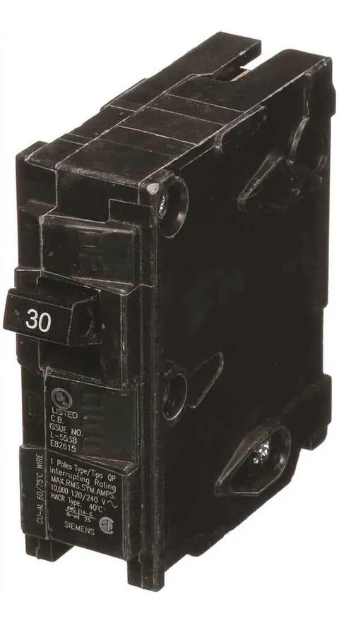 Single Pole Thirty Amp QP Circuit Breaker For One Twenty Volt Load Panels With Ten Thousand Amp Rating, 30 amp circuit breaker design.