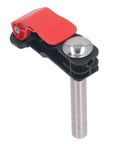 Close-up of Two Pack Quick Release Woodworking Clamps for Desktop Benches showing stainless steel bench dog clamp, 19mm grip.