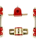 Heavy Duty Front Suspension Rebuild Kit For Chevy Nova With Tie Rod Ends Upper Lower Set Includes Rubber Grease Seals And Cotter Pins Quick Install, red polyurethane bushings and sway bar links.