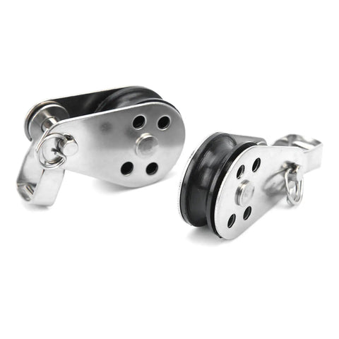 316 Stainless Steel Pulleys 2 Pack With Nylon Wheel And Steel Bearing For Small Lifting And Deck Rigging On Boats Kayaks And Sailboats Marine Grade Gear For Sailing And Outdoor Adventures