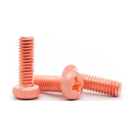 Heavy Duty Pure Copper Phillips Head Cross Recessed Machine Screws Number 10 Thirty Two By Eight Millimeter Long, pack of ten.