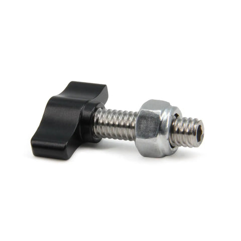 Rock Solid 5/16 X 1 Thumb Screws With Sleek Black Aluminum Knobs And Durable Stainless Steel Threads For Quick No Sweat Diy Builds And Top Shelf Shop Upgrades Pack Of Four, showing black knob and stainless steel thread.