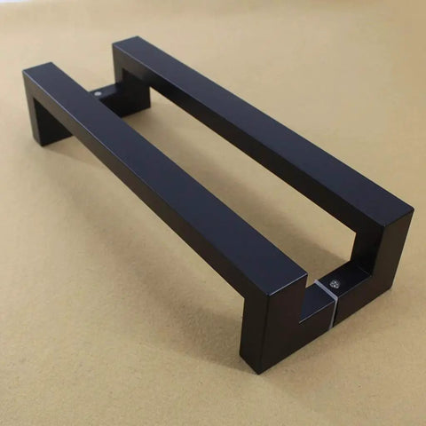 Rectangle Sliding Door Handle Set Built To Last No Fuss Heavy Duty Stainless Steel For Wood Doors Glass Barn Doors Cabinets Gates Sheds And Garage Front Doors Indoor Outdoor 80 cm Length 77.5 cm Hole Spacing, black rectangular handle