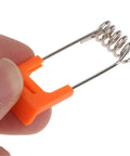 Lawsen Spring Clips Recessed Lighting 20PCS Steel Spring Clamps for LED Downlight Panel Light Ceiling Circlip with Rubber Sleeve, orange clip with metal spring in hand.