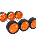10 Piece Model Car Wheel Set With Rubber Tires And Five Round Shaft Axles For DIY RC Cars Trucks Robots And Helicopters In Bright Yellow.