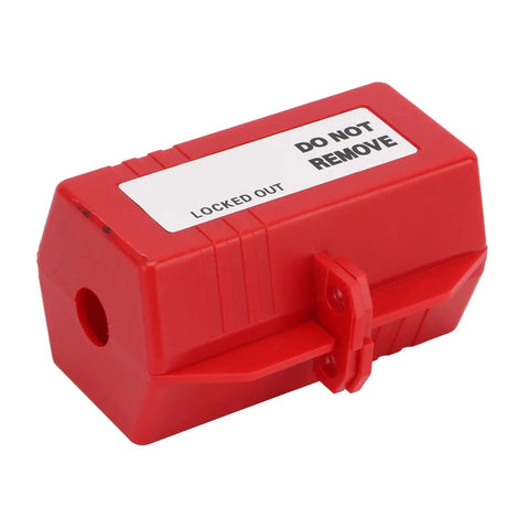 Solid as a Rock Electrical Plug Lockout Device for Industrial Tagout Safety Blocks 100 220V Plugs with 38 Millimeter Padlock Key, red lockout guard.