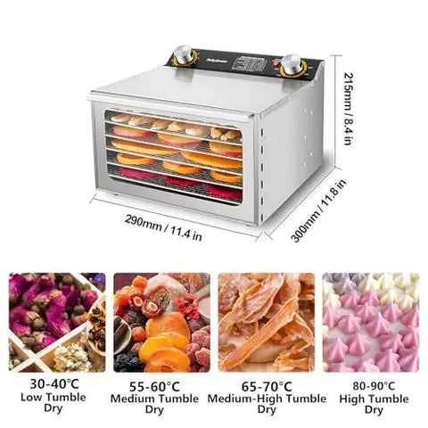 Rock Solid Stainless Steel Freeze Dryer Machine With Dual Airflow Fans Tempered Glass Front Panel and Precision Heat Setting for Even Drying
