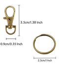 60 Pack Bronze Swivel Clasps Featuring Lanyard Snap Hooks With Key Rings Plus Lobster Claw Clips For Jewelry Making And Diy Crafts Hella Durable Zinc Alloy Construction Smooth 360 Spin Action Badass Quality That Lasts, measuring 3.5cm x 0.9cm.
