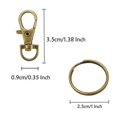 60 Pack Bronze Swivel Clasps Featuring Lanyard Snap Hooks With Key Rings Plus Lobster Claw Clips For Jewelry Making And Diy Crafts Hella Durable Zinc Alloy Construction Smooth 360 Spin Action Badass Quality That Lasts, measuring 3.5cm x 0.9cm.