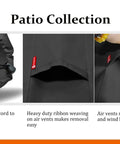Close-up of Rugged Heavy Duty Square Fire Pit Cover 40 Inch 600D Waterproof showing air vents and elastic cord features