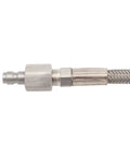 Beast Mode Stainless Steel Braided Air Hose For High Pressure Fuel Fill Up Job Badass Tight Fit Keeps Gas Safe Zero Leak Heavy Duty Construction Kills Abrasion Snap Connectors For True Pro Mechanics Building Cars Now stainless steel braided hose connector close-up