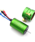 Beast 4500KV Brushless Motor With Water Cooling Jacket for RC Boats showing 2.3mm D shape shaft and wiring connectors