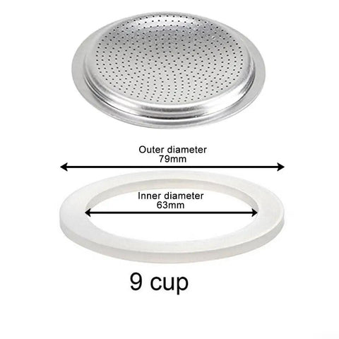 Long Lasting Silicone Gasket Seal For Espresso Moka Pot Replacement, No Fuss Install, Flexible Rubber Seal For Your Coffee Maker, 9 cup size