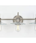 Fayette Collection 3-Light Clear Glass Farmhouse Bath Vanity Light Antique Nickel, wall-mounted with glass shades.