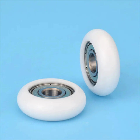 Heavy Duty Circular Arc Plastic Coated 608ZZ Bearings With Low Noise Design Featuring Self Lubricating Pom Guide Wheels.