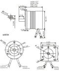 Technical drawing of 57mm BLDC Motor With Hall Sensor, 3000 RPM, 70W, 24V, dimensions and wiring, ideal for robotics and CNC projects