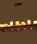 Killer Industrial Pendant Light Wrought Iron Wood Chandelier Hanging Ceiling Lamp with candles for stylish home decor.