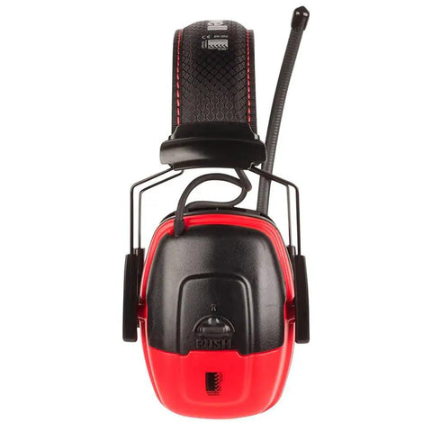 Front view of Sync Digital AM FM MP3 Radio Earmuff With LCD Display 10 Presets Volume Management Technology Model RWS 53012