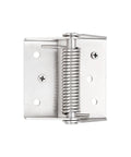 Heavy Duty Self Closing Spring Door Hinge with Screw Automatic Door Closer Hinge, silver manganese steel, front view.