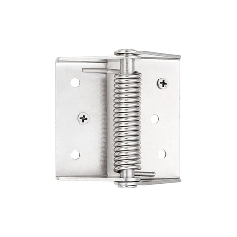 Heavy Duty Self Closing Spring Door Hinge with Screw Automatic Door Closer Hinge, silver manganese steel, front view.