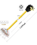 50 Amp To 20 Amp RV Power Adapter NEMA 14 50P To Four 5 20R Receptacles One And A Half Foot Cord With Dust Caps UL Listed