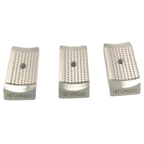 Three metal tooth plates from Tooth Plate Gripper Spare Parts Kit For BXT2 19 Cordless Battery Powered Plastic Strapping Tool