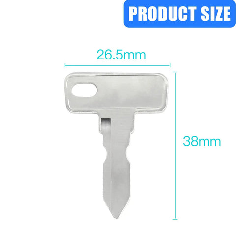 Two Pack Start Switches Replacement Keys for Club Car Golf Cart Ignition System 1012505, metal key shown with dimensions