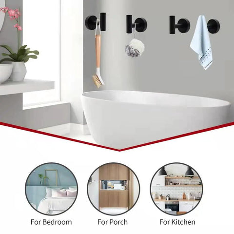 Ten Piece Bathroom Hardware Kit With 16 Inch Towel Bars, Toilet Paper Holders, Towel Rings, And Robe Hooks in bathroom setting