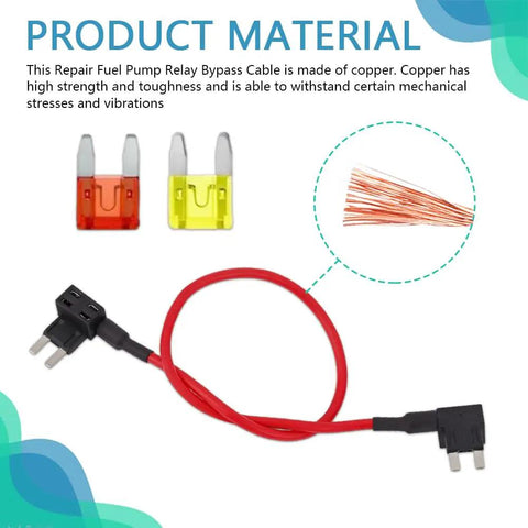TIPM Bypass Cable And Fuel Pump Relay Kit For Dodge Jeep Chrysler with red cable and two fuse clips