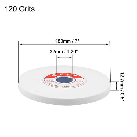7-Inch Bench Grinding Wheel With White Aluminum Oxide WA 120 Grit For Surface Grinding, High Hardness Corundum Wheel For Precision Metalworking, Durable And Low-Wear Abrasive Tool