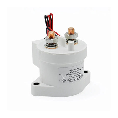 Heavy Hitter 200A DC Contactor Relay Switch For EV Charger Stations High Voltage Power Controller With Mini Breaker Protection, side view.