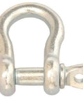 Heavy Duty Screw Pin Anchor Shackle Set Of Five Forged Steel Rigging Links Sized At Half Inch Trade Standard With Abrasion Resistant Finish Delivers Badass Grip Through A Rock Solid Two Thousand Pound Working Load Rating For Outdoor Projects close-up view of a single zinc-coated steel shackle with a screw pin.