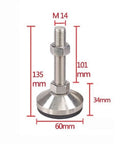 Rock Solid Heavy Duty Adjustable Leveling Legs Set Of Four Thick Carbon Steel Support Feet, 135mm height for workbenches and machinery.