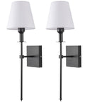 Two Pack Battery Operated Wall Sconces With Remote Control, Dimmable Brightness From 10 to 100 Percent And Color Temperature From 2700K to 6500K, Black Finish