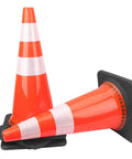 28 Inch Traffic Cones Set Of 8, Heavy Duty Plastic Road Cones With Weighted Base, Orange PVC Safety Cones, Reflective Strips