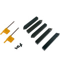 Rock Solid Set of Five 1/2 Inch Indexable Carbide Lathe Turning Tool Bits With Chip Breaker Inserts For Precision Metalworking And Heavy Duty DIY Projects Right Left Threading Plus Angled Styles, includes five carbide bits and inserts.