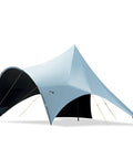 All Weather Camping Canopy Tarp With Poles And Sun Shade Shelter For Outdoor Camping Backyard Or Picnic, side view.