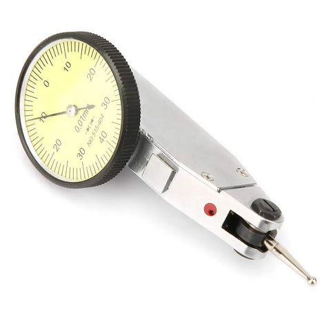 Pro Grade Dial Test Indicator 0 to 0.8mm Range with 0.01mm Precision, Dovetail Mount, 180 Degree Rotatable Probe side view