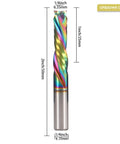 Front view: Spiral router bit with DLC coating, 1/4in shank, 1/4in diameter, 1in cutting length for wood carving.